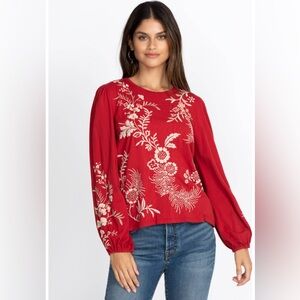 Johnny Was Valentina Embroidered Long Sleeve Top
